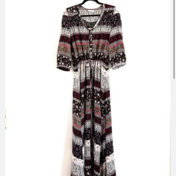 Le Salty Oracle Maxi Dress in Burgundy/Black - Picture 4 of 5